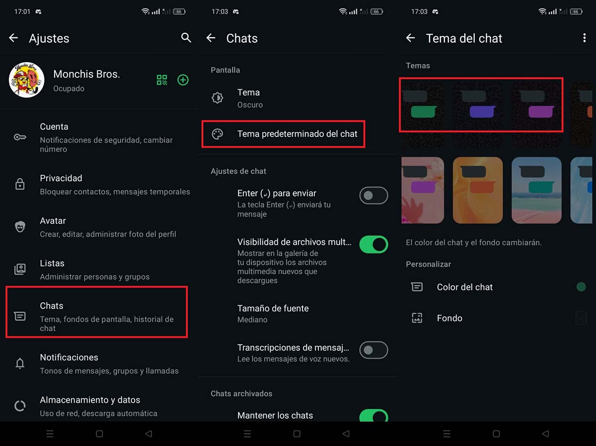 cambiar colores bocadillos whatsapp