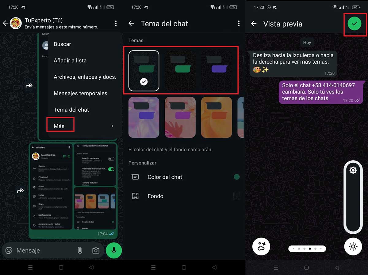 cambiar colores conversacion whatsapp