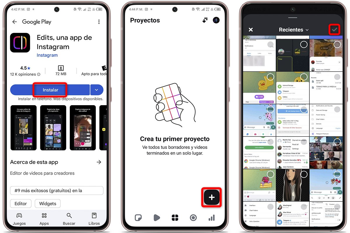 Cómo editar un reel de Instagram en Edits gratis - Descarga Edits y crea un nuevo proyecto