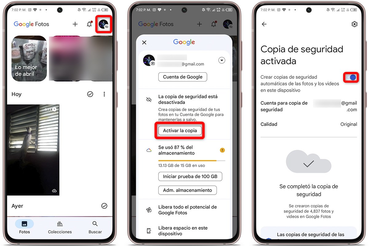 Métodos para recuperar archivos y fotos perdidos en tu móvil Android - Activa la copia de seguridad de Google