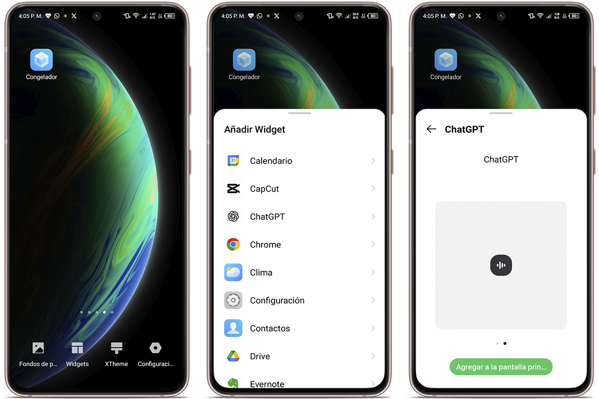 Invoca ChatGPT usando los widgets del sistema