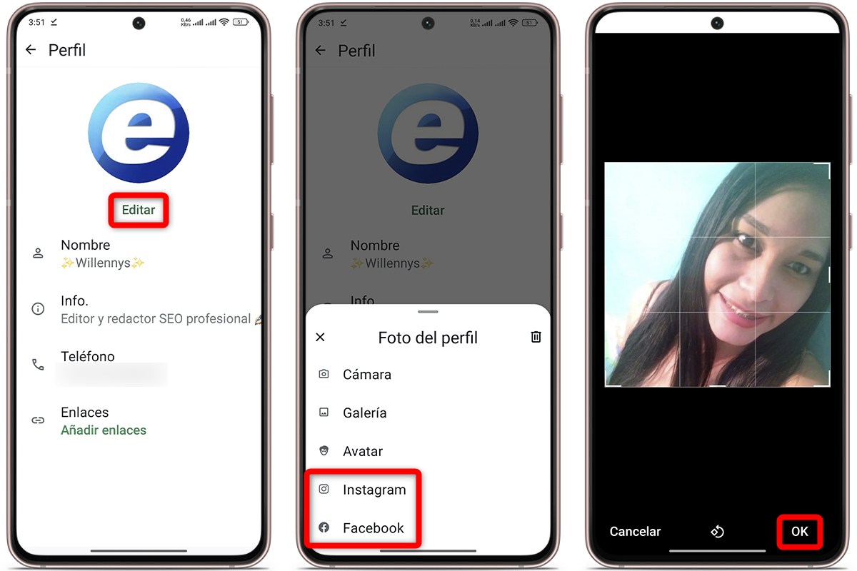 Así de fácil puedes cambiar tu foto de perfil de WhatsApp y poner la de Instagram o Facebook