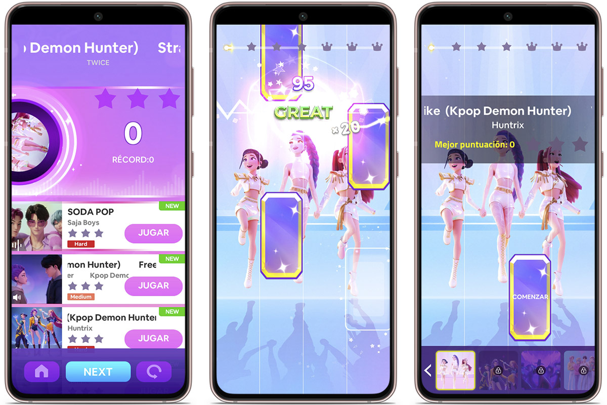 Así se ve la interfaz del juego Kpop Piano Star