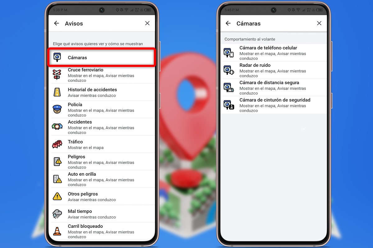 Significado de todos los iconos de cámaras y radares en Waze de 2025 - Comportamiento en ruta