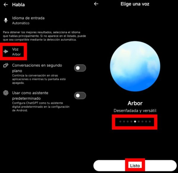 Cómo cambiar la voz de ChatGPT en la app del móvil 2
