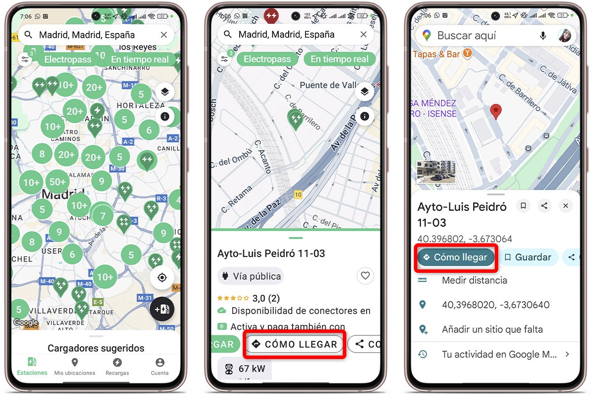 Pasos para hacer rutas en coche eléctrico y consultar estaciones de carga en Electromaps