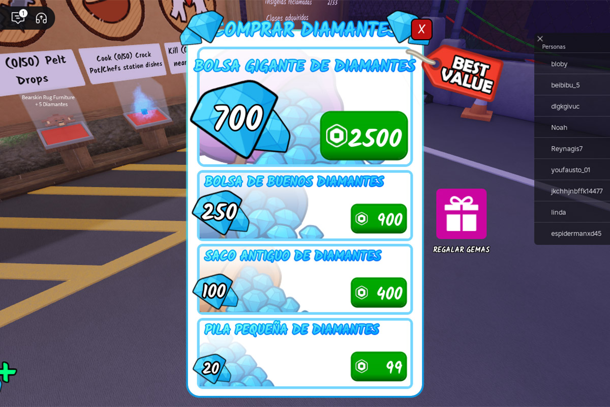 Cómo conseguir diamantes rápido y fácil en 99 noches en el bosque en Roblox - Comprando en la tienda del juego