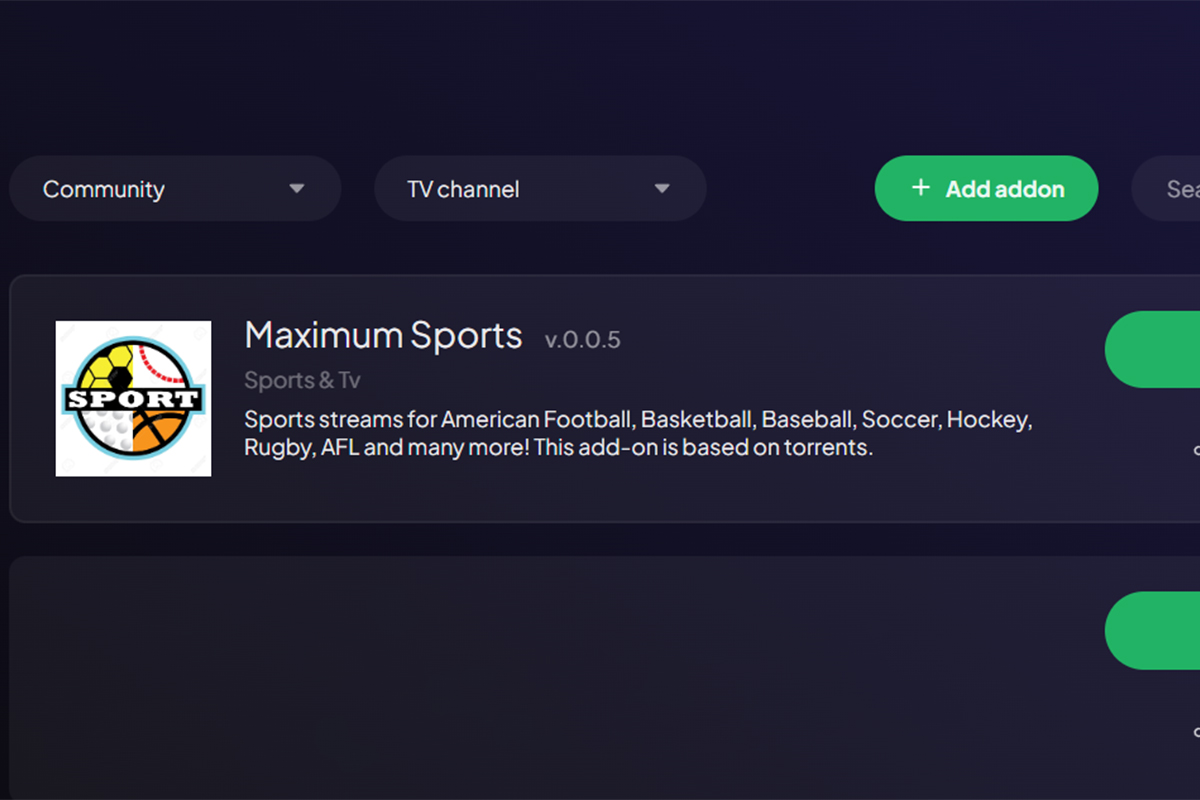 Addons de Stremio para ver fútbol en directo - Maximum Sports