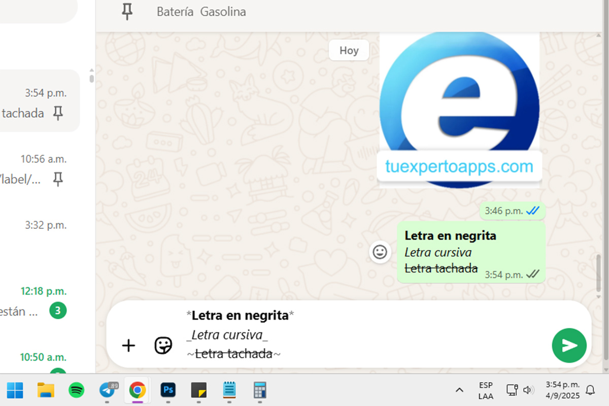 Trucos para WhatsApp Web - Envía texto en negrita, cursiva o tachado