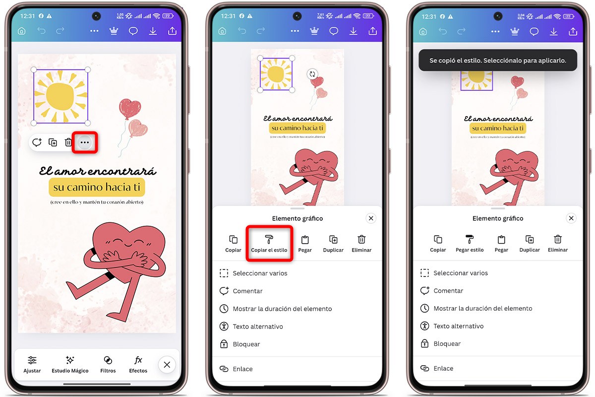 Trucos de la app Canva - Copiar el estilo