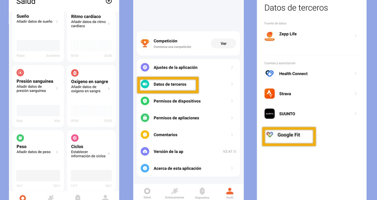 sincronizar Mi Fitness con Google Fit