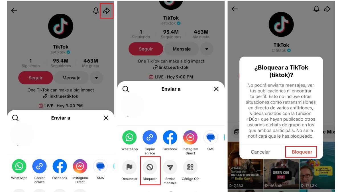 Cómo bloquear a alguien en TikTok que no sigo