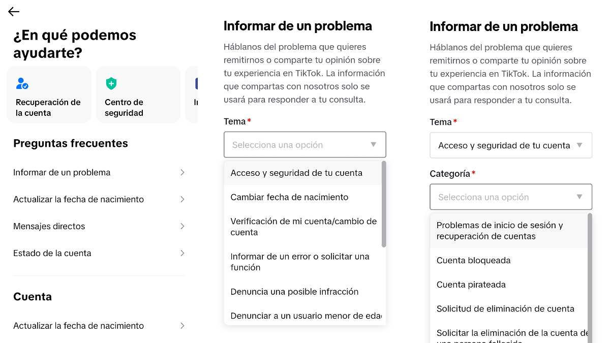 Cómo recuperar TikTok si no tienes acceso al correo o al teléfono