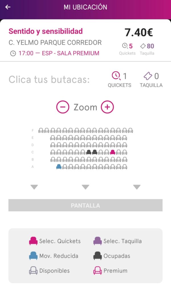 Elección de asientos Quickets